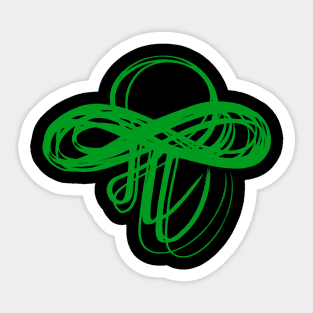 Marathi Text Spells Like English Pronoun ME  and the Meaning is I am. It is Combined with an Infinity Symbol to Express the thought that I am  Infinite, I am Universe. Colored in Green Sticker